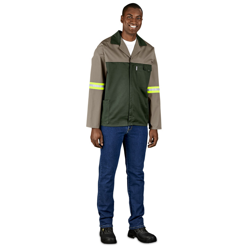 Site Premium Two-Tone Polycotton Jacket - Reflective Arms & Back - Yellow Tape