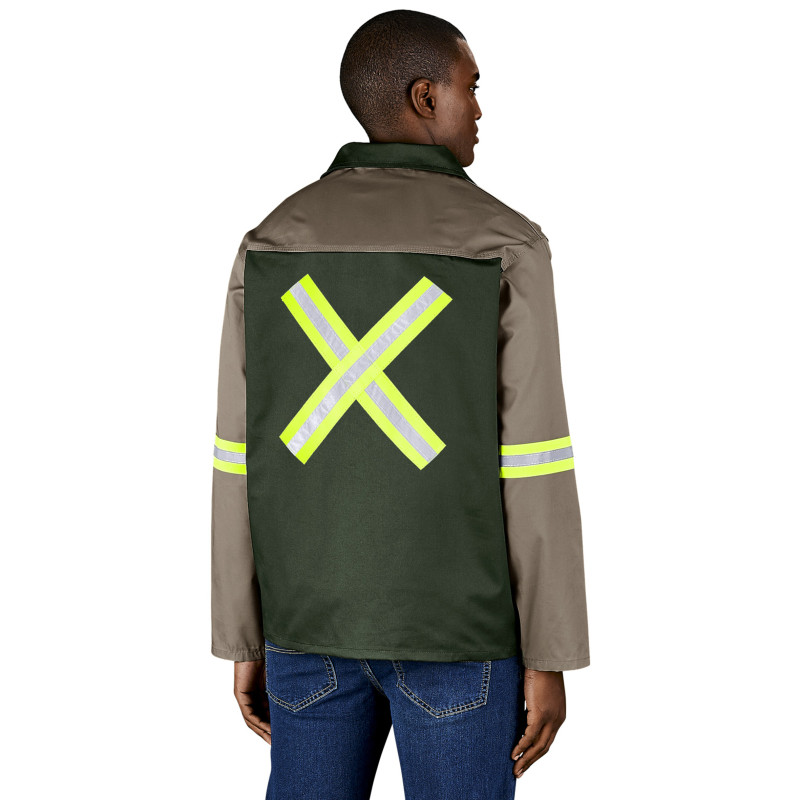 Site Premium Two-Tone Polycotton Jacket - Reflective Arms & Back - Yellow Tape