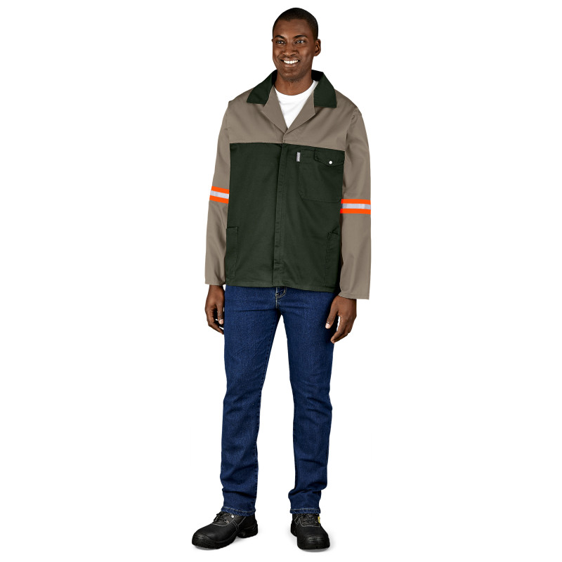 Site Premium Two-Tone Polycotton Jacket - Reflective Arms & Back - Orange Tape