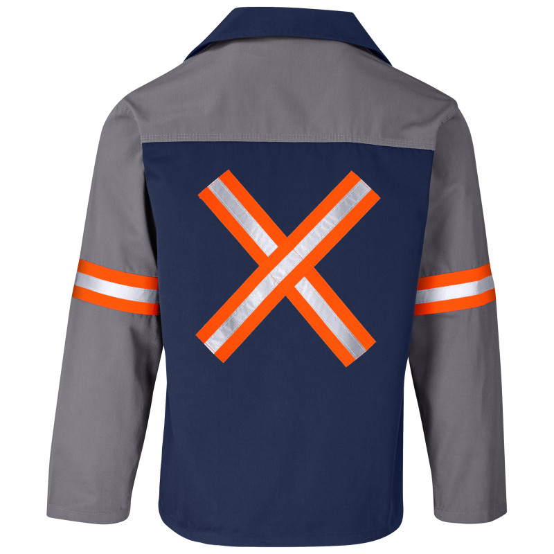 Site Premium Two-Tone Polycotton Jacket - Reflective Arms & Back - Orange Tape