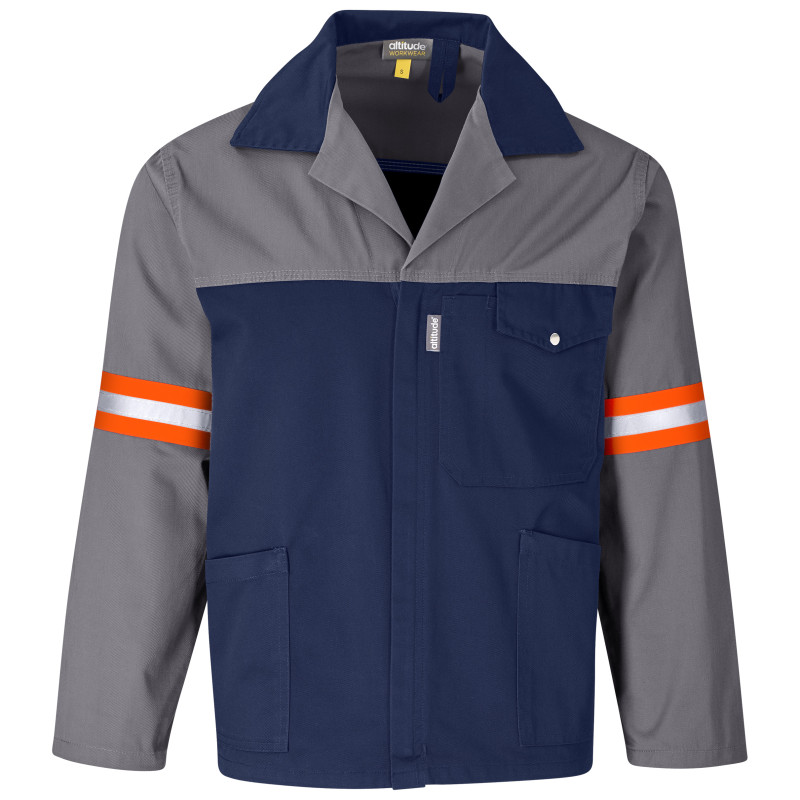 Site Premium Two-Tone Polycotton Jacket - Reflective Arms & Back - Orange Tape