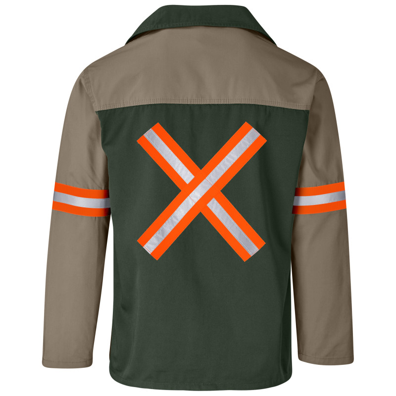 Site Premium Two-Tone Polycotton Jacket - Reflective Arms & Back - Orange Tape