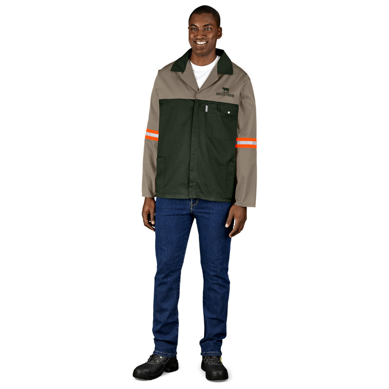 Site Premium Two-Tone Polycotton Jacket - Reflective Arms & Back - Orange Tape