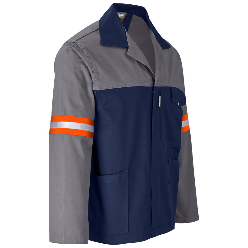 Site Premium Two-Tone Polycotton Jacket - Reflective Arms & Back - Orange Tape