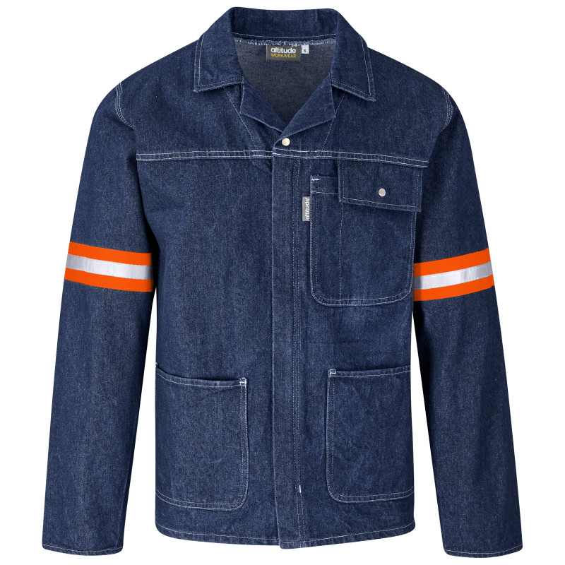 Cast Premium 100% Cotton Denim Jacket - Reflective Arms & Back - Orange Tape