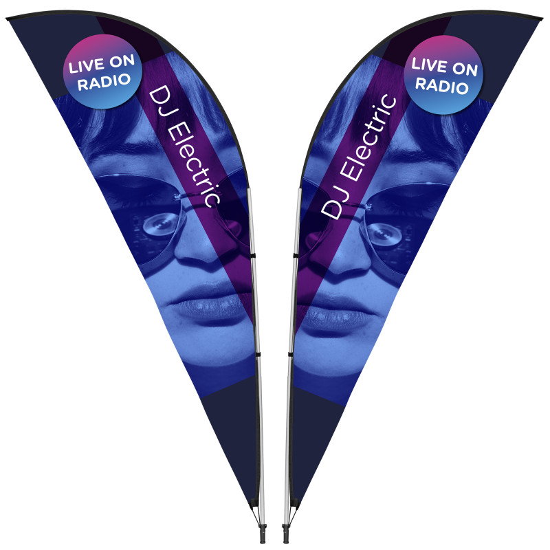 Legend 3M Sublimated Sharkfin Double-Sided Flying Banner - 1 complete unit