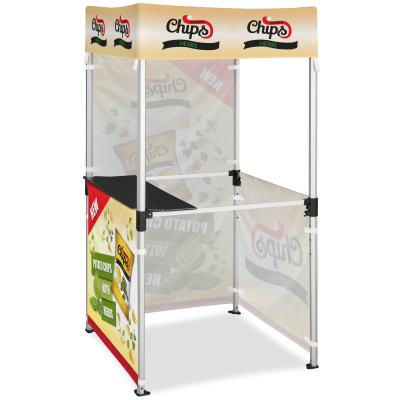 Ovation Sublimated Gazebo 1m X 1m Kiosk - 3 Half-Wall Skins - 1 Full-Wall Skin