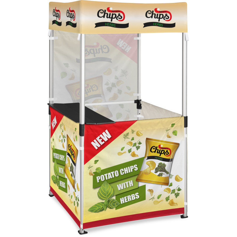 Ovation Sublimated Gazebo 1m X 1m Kiosk - 3 Half-Wall Skins - 1 Full-Wall Skin