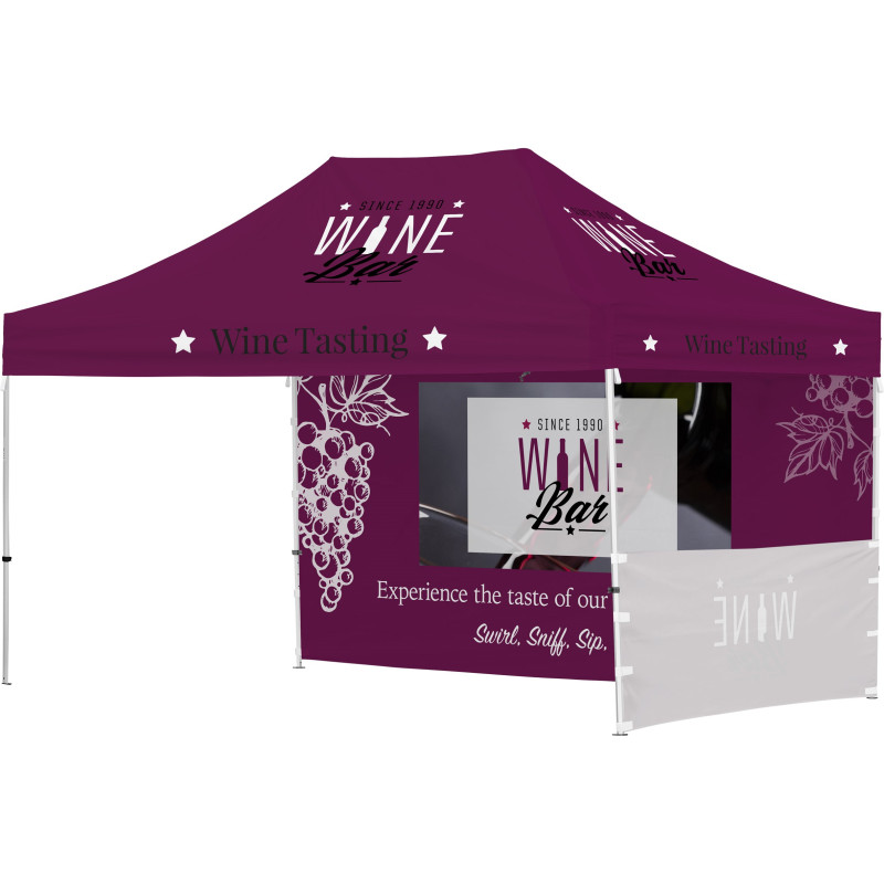 Ovation Sublimated Gazebo 4.5m X 3m - 1 Short Half-Wall Skin - 1 Long Full-Wall Skin