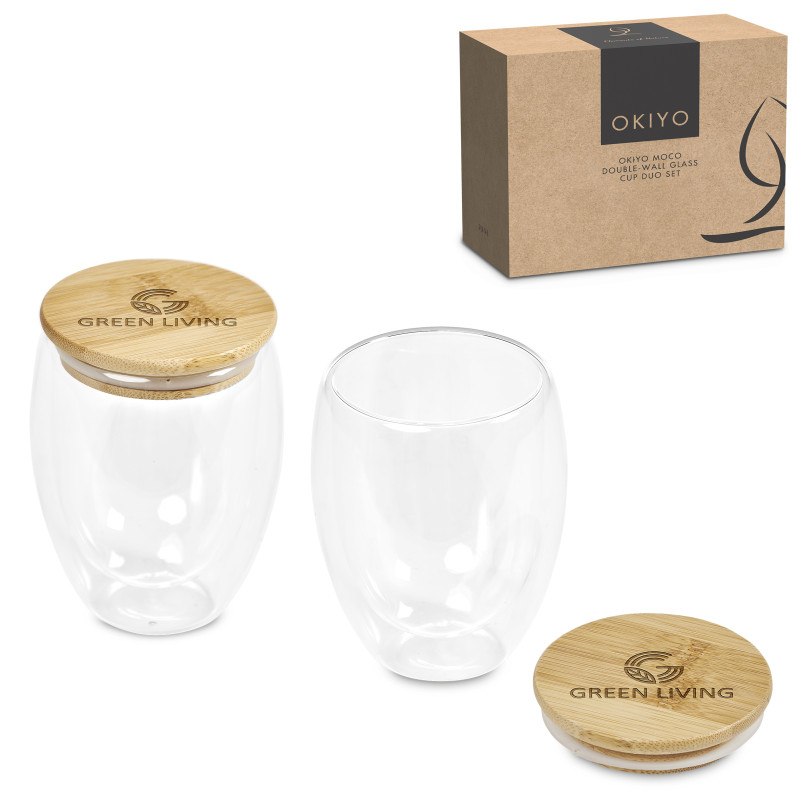 Okiyo Moco Double-Wall Glass Cup Duo Set