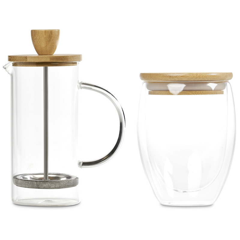 Okiyo Aibo Glass & Bamboo Coffee Set