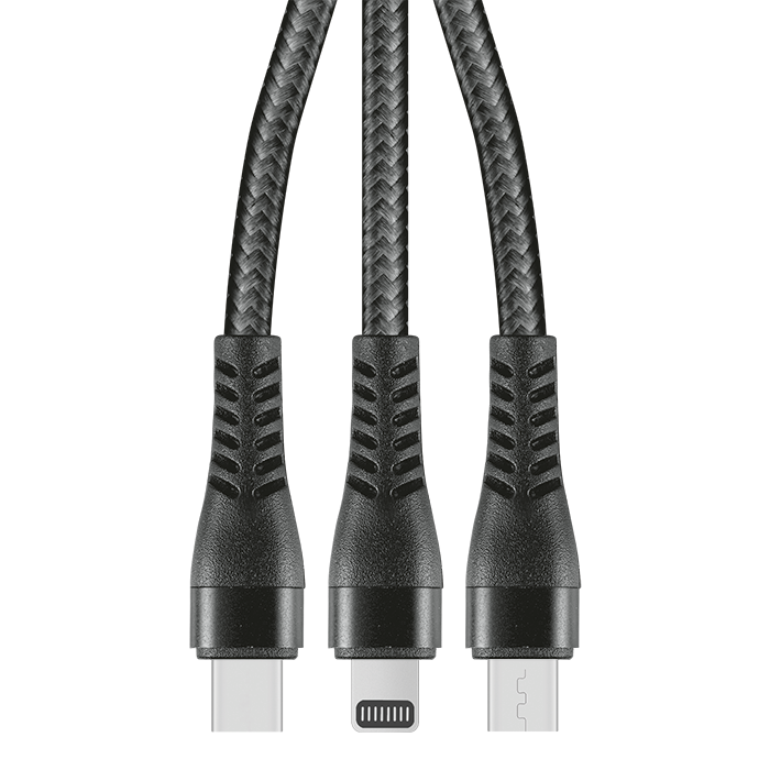 1.2m 3-In-1 Charger Cable Allum alloy and Braiding