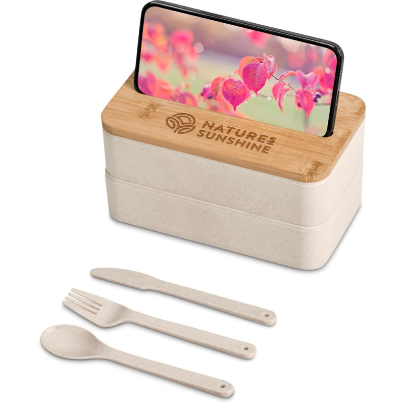 Okiyo Dura Wheat Straw Lunch Box & Phone Stand