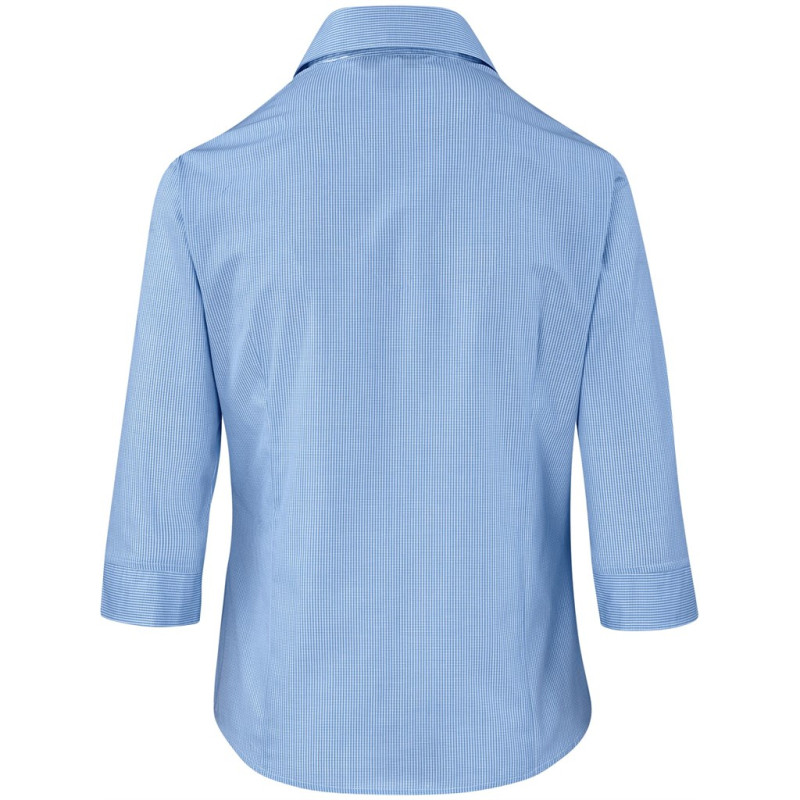 Ladies 3/4 Sleeve Micro Check Shirt