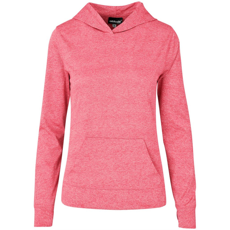 Ladies Fitness Lightweight Hooded Sweater - Red