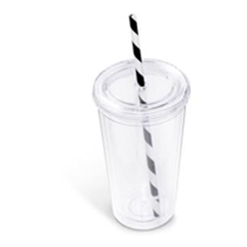 Malibu Double-Wall Plastic Tumbler & Straw - 470ml