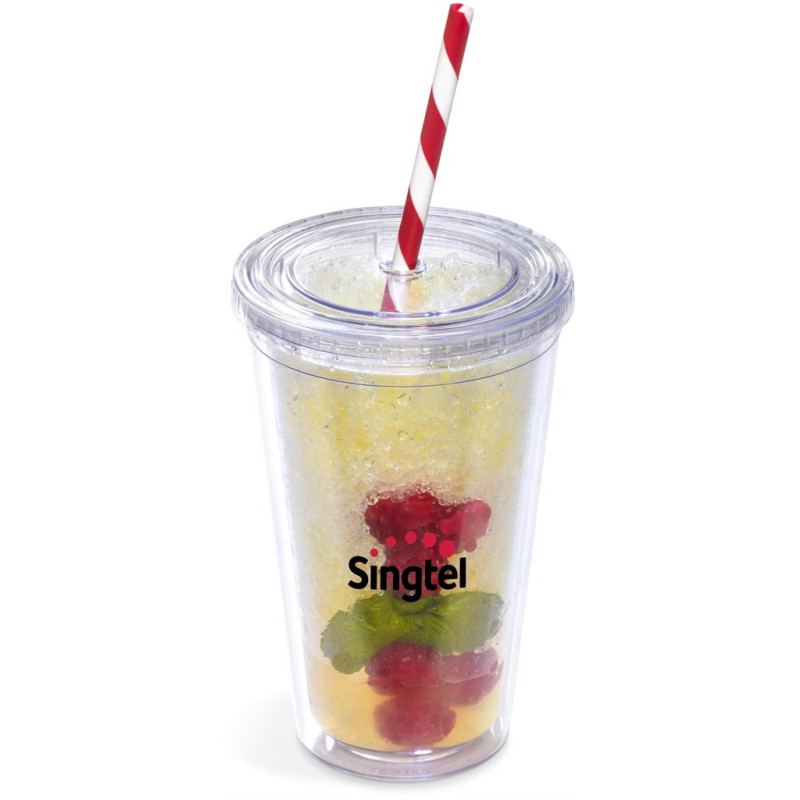 Malibu Double-Wall Plastic Tumbler & Straw - 470ml