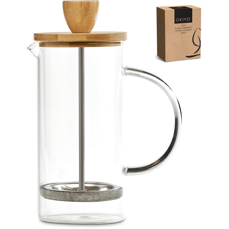 Okiyo Osu Glass & Bamboo Coffee Plunger - 350ml