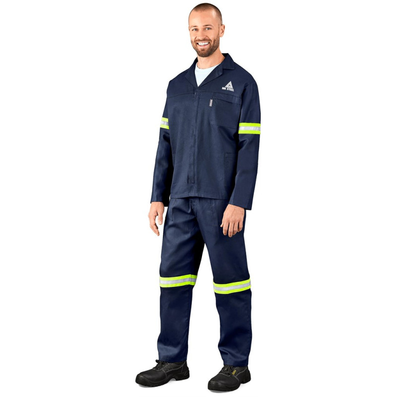 Technician 100% Cotton Conti Suit - Reflective Arms, Legs & Back - Yellow Tape