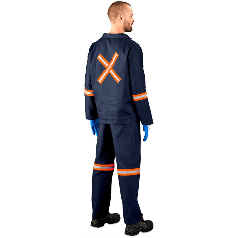 Technician 100% Cotton Conti Suit - Reflective Arms, Legs & Back - Orange Tape