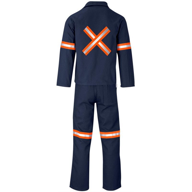 Technician 100% Cotton Conti Suit - Reflective Arms, Legs & Back - Orange Tape