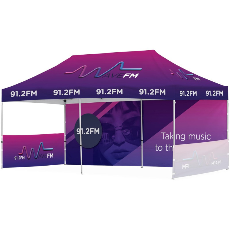 Ovation Sublimated Gazebo 6m X 3m - 1 Long Full-Wall Skin - 2 Short Half-Wall Skins