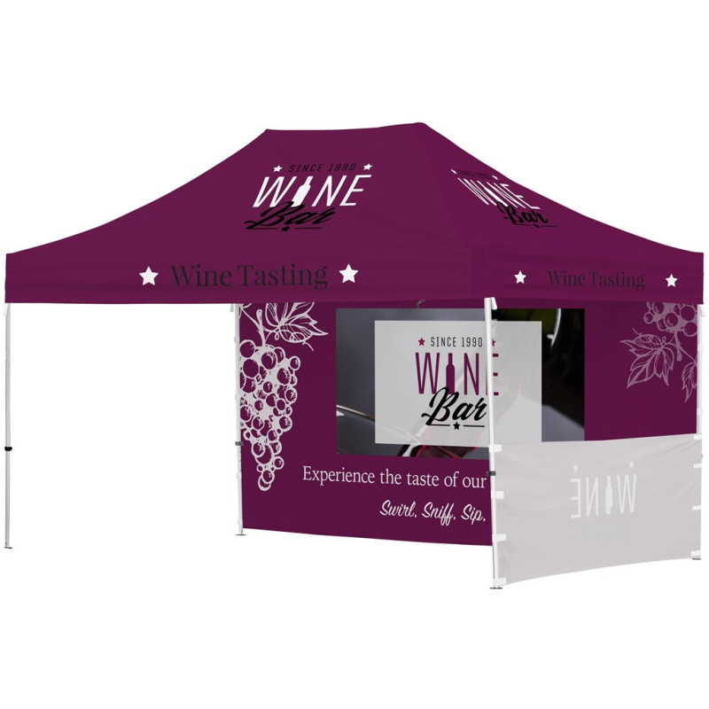 Ovation Sublimated Gazebo 4.5m X 3m - 1 Short Half-Wall Skin - 1 Long Full-Wall Skin