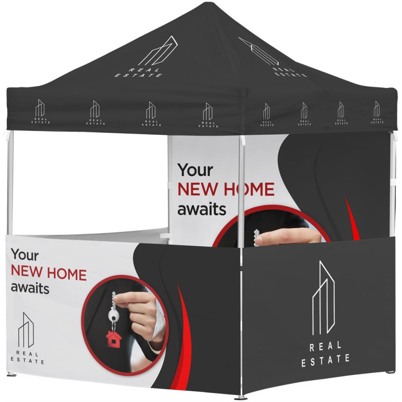 Ovation Sublimated Gazebo 2m X 2m Petite Frame - 3 Half-Wall Skins - 1 Full Wall Skin