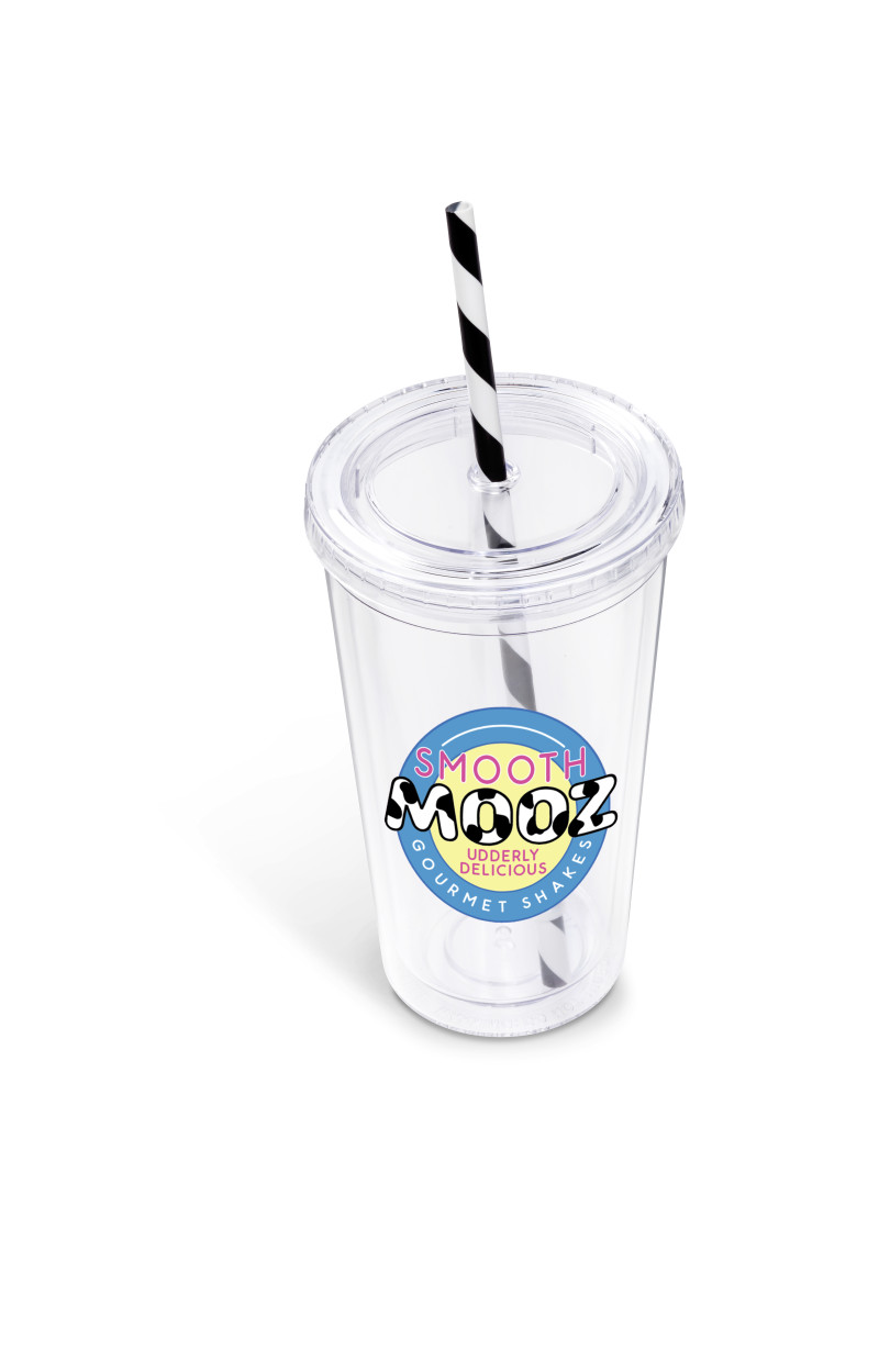 Malibu Double-Wall Plastic Tumbler & Straw - 470ml