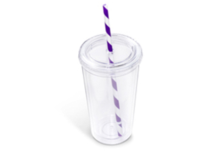 Malibu Double-Wall Plastic Tumbler & Straw - 470ml