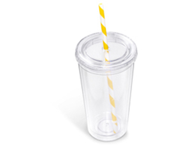 Malibu Double-Wall Plastic Tumbler & Straw - 470ml