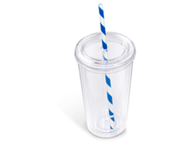 Malibu Double-Wall Plastic Tumbler & Straw - 470ml