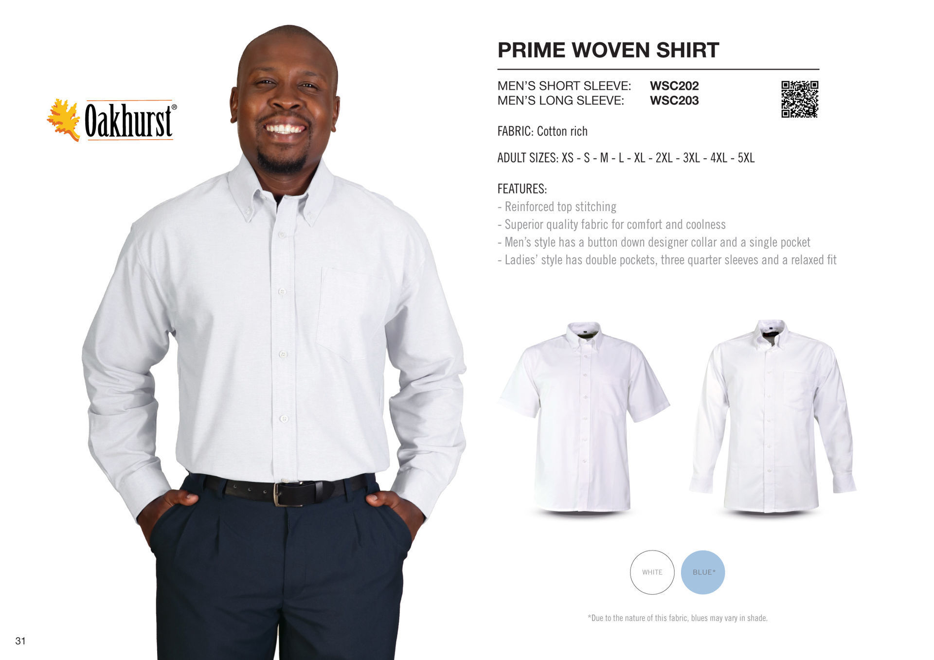 Prime Woven Shirt Long Sleeve - White -End Of Range