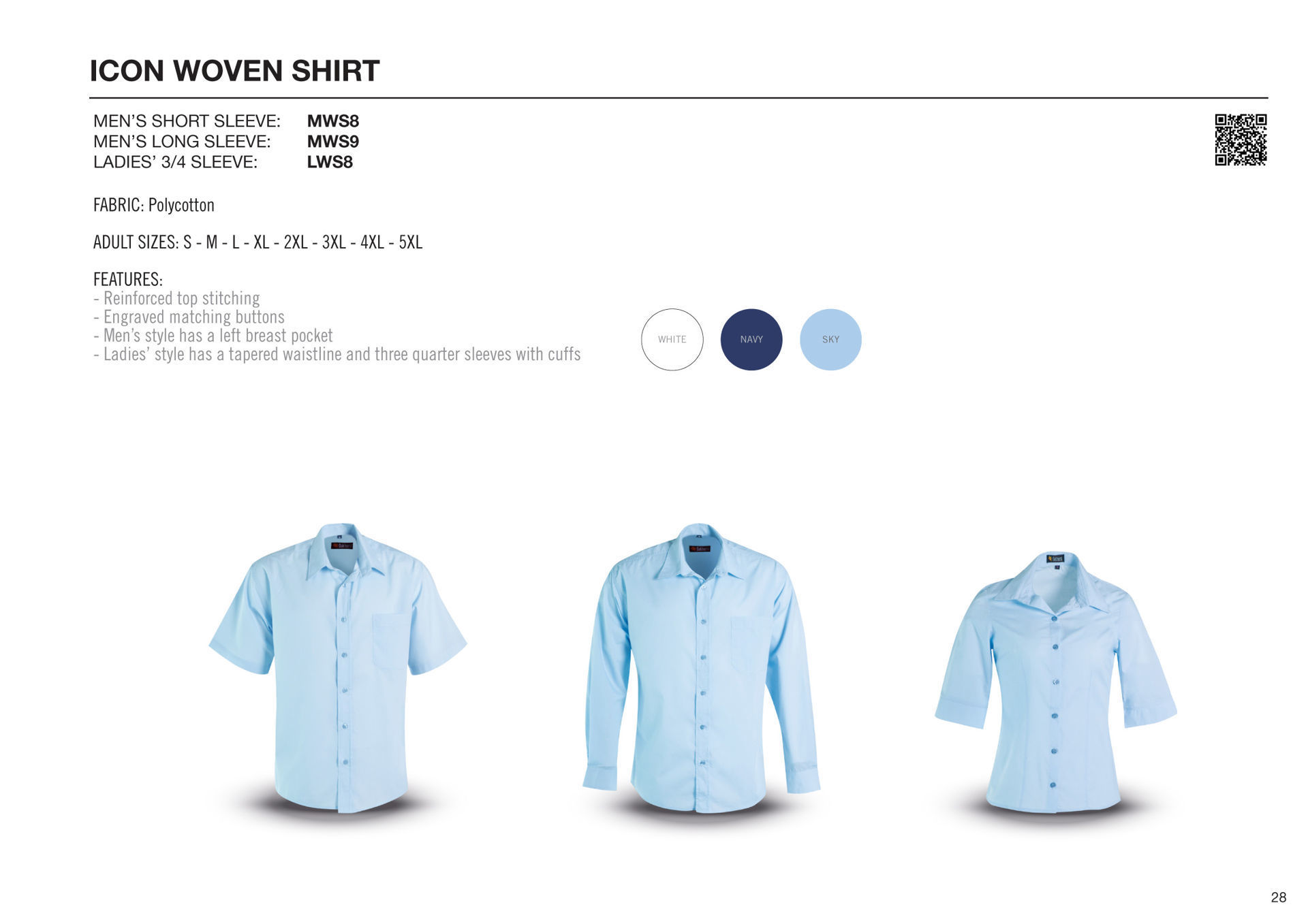 Icon Woven Shirt Long Sleeve - White - End Of Range