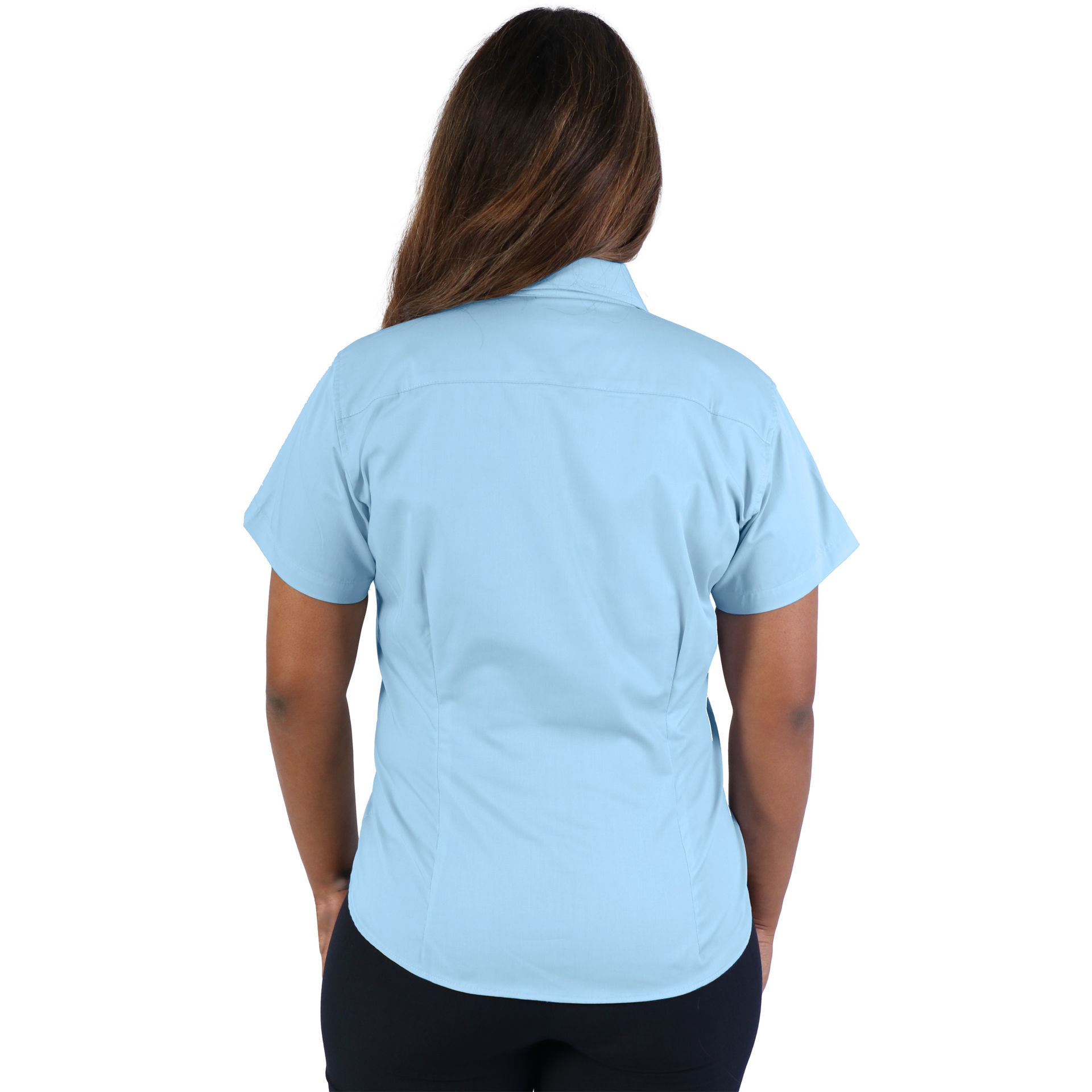 Ladies Classic Woven Shirt Short Sleeve - Blue Sky - End Of Range