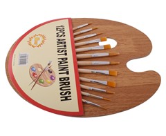 12-Piece Artist Paint Brushes & Pallet Set