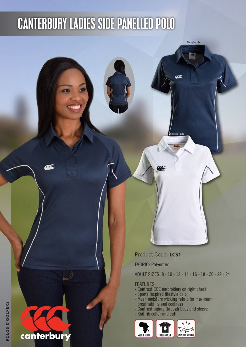 Canterbury Ladies Side Panelled Polo - White - While stocks last