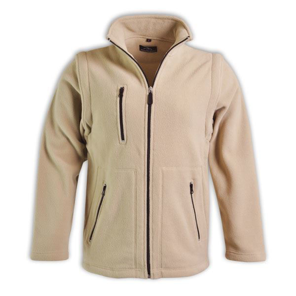 Ladies Zip Off Sleeve Polar Fleece - Stone - End Of Range