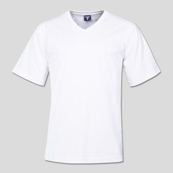 170g Combed Cotton V-neck T-shirt - White - While Stocks Last