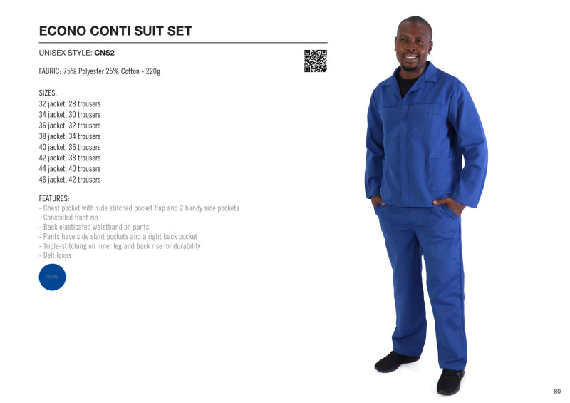 Econo Conti Suit Set - 220gsm Polycotton 75/25