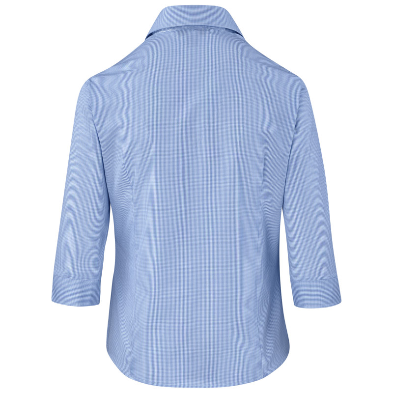 Ladies 3/4 Sleeve Micro Check Shirt