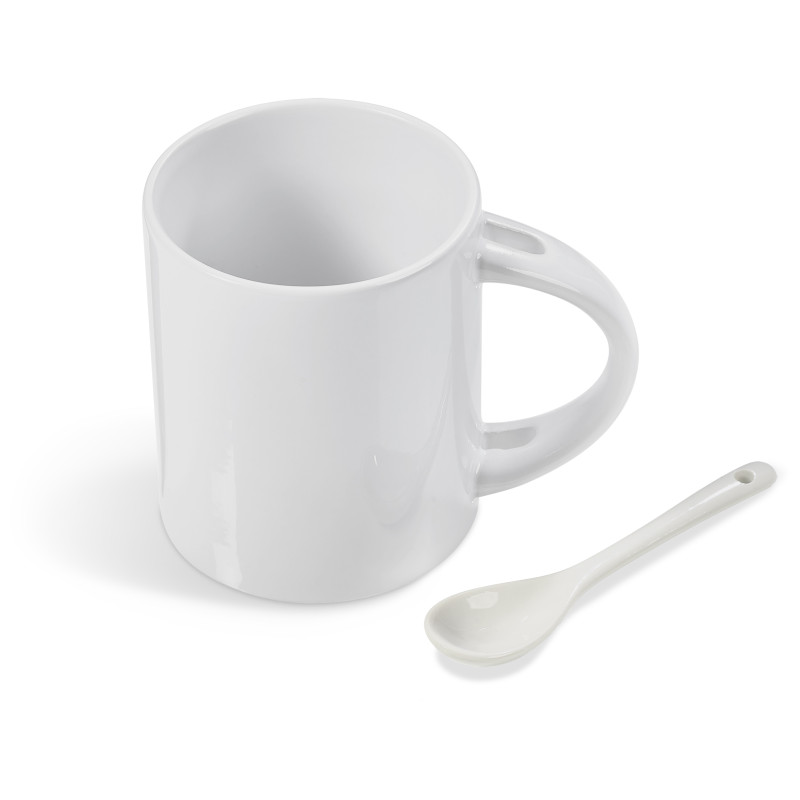 Eden Sublimation Ceramic Coffee Mug & Spoon Set - 320ml