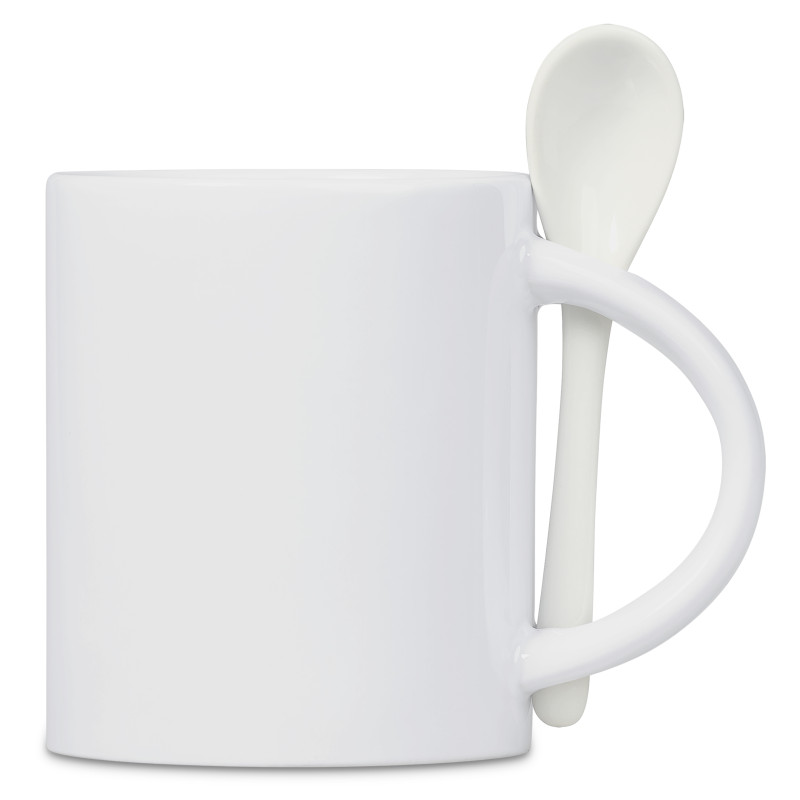 Eden Sublimation Ceramic Coffee Mug & Spoon Set - 320ml