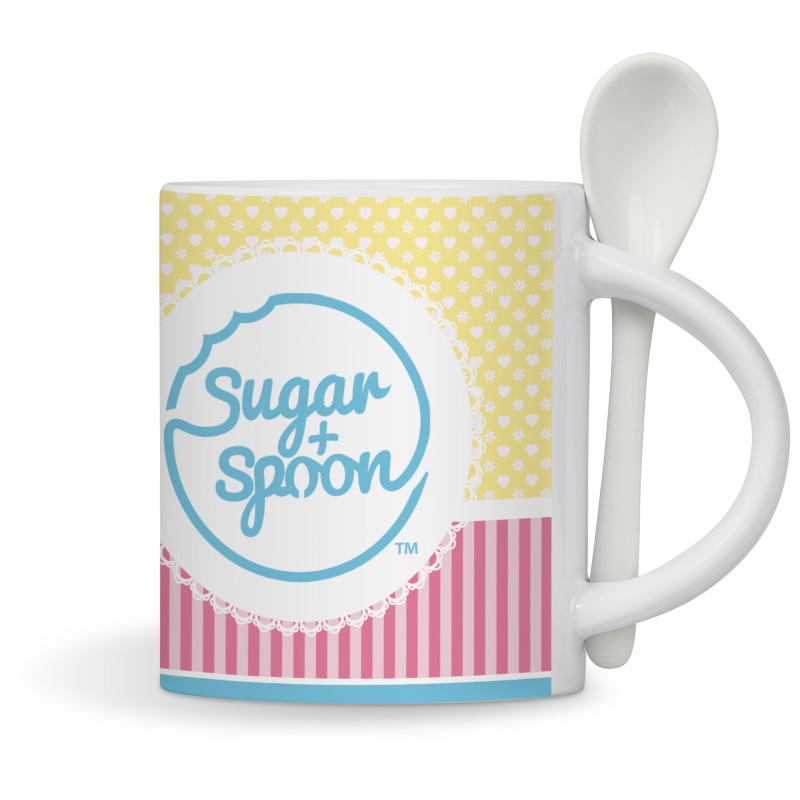 Eden Sublimation Ceramic Coffee Mug & Spoon Set - 320ml