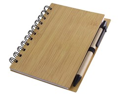 Faux Wood Mid-Size Notebook & Pen
