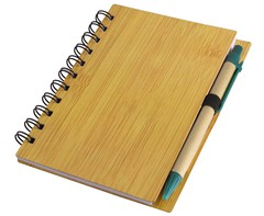 Faux Wood Mid-Size Notebook & Pen