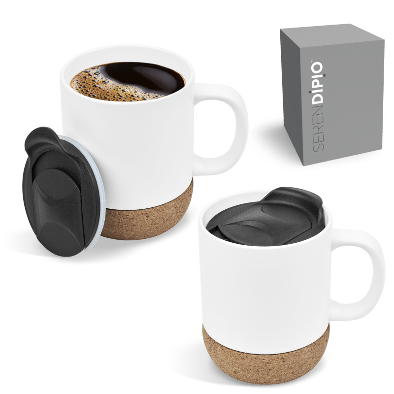 Serendipio Sienna Cork & Ceramic Sublimation Coffee Mug - 340ml