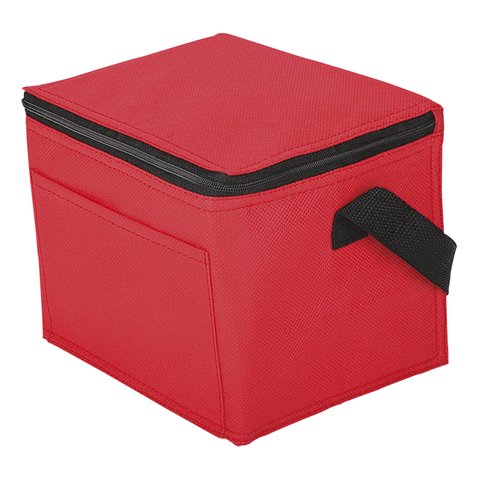 6 Can Cooler with Foil Liner and Pocket - Non-Woven Foil Lining